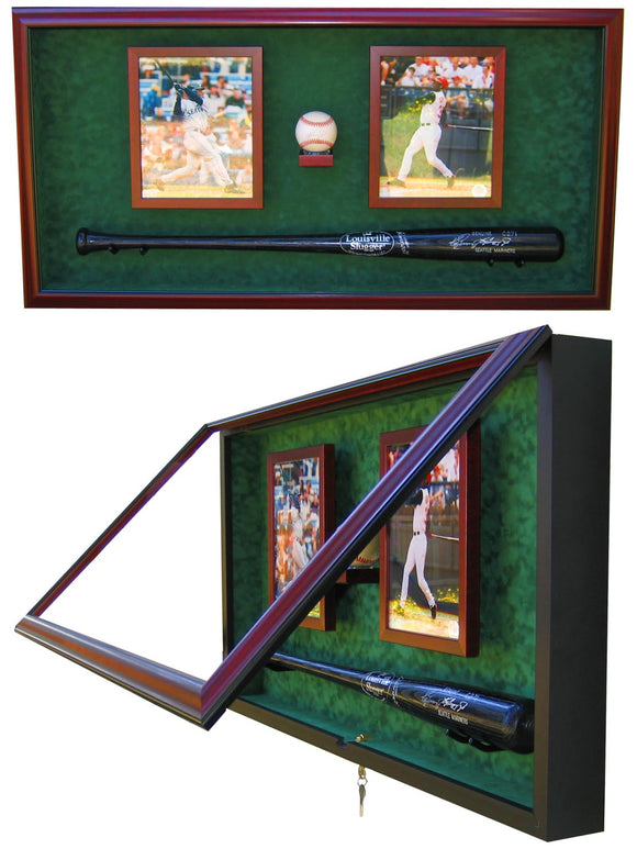 Baseball Bat with Baseball and (2) 8x10 Photos Display Case