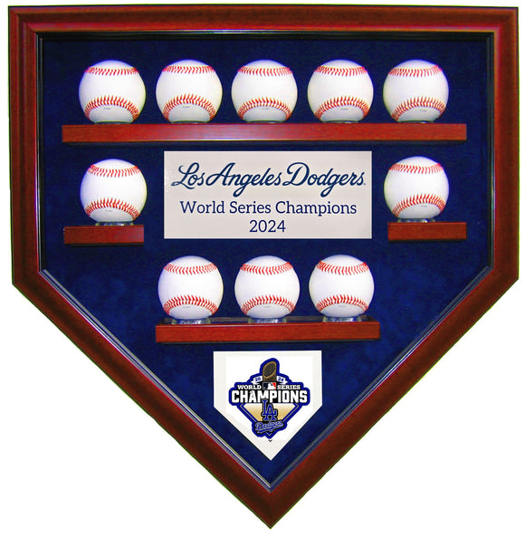 10 Baseball Los Angeles Dodgers 2024 World Series Homeplate Shaped Display Case