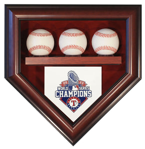 3 Baseball Texas Rangers 2023 World Series Homeplate Shaped Display Case