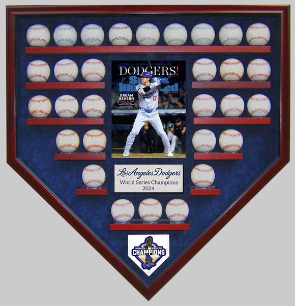 30 Baseball w/SI Los Angeles 2024 World Series Homeplate Shaped Display Case