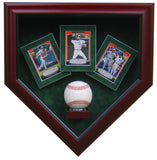 1 Baseball with 3 Cards Homeplate Shaped Display Case