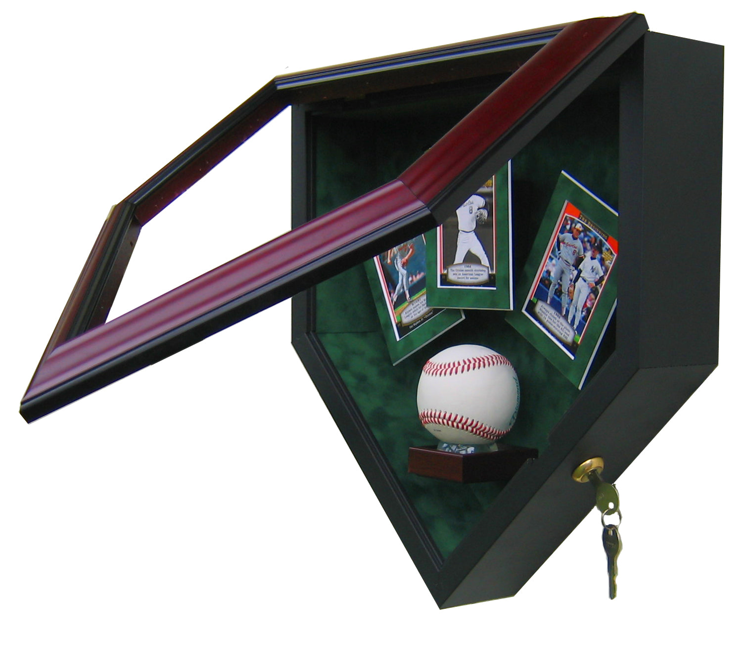 1 Baseball with 3 Cards Homeplate Shaped Display Case Homeplate Heroes 1 Baseball with 3 Cards Homeplate Shaped Display Case Homeplate Heroes