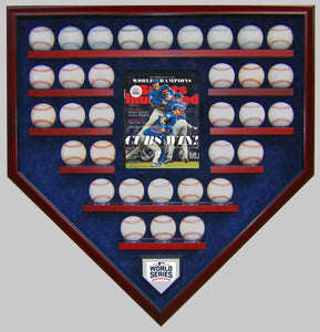 33 Baseball w/SI Chicago Cubs 2016 World Series Homeplate Shaped Display Case