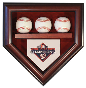 3 Baseball Washington Nationals 2019 World Series Homeplate Shaped Display Case