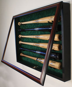 Enclosed Baseball Bat Wall Mount Display Case With Aluminum Diamond Plate – Man Cave Essential