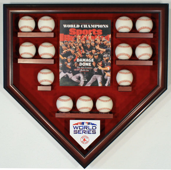 13 Baseball w/SI Boston Red Sox 2018 World Series Homeplate Shaped Display Case