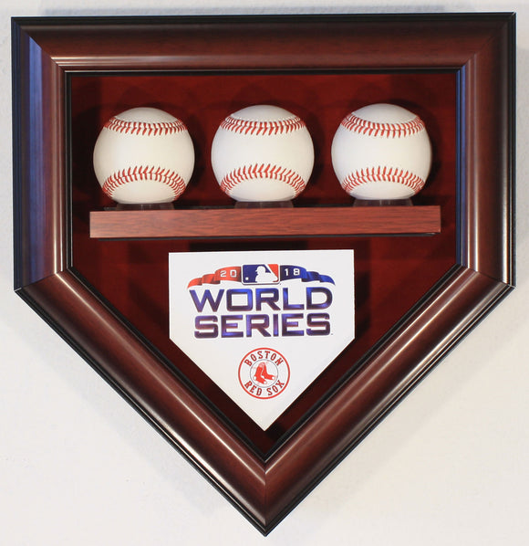 3 Baseball Boston Red Sox 2018 World Series Homeplate Shaped Display Case