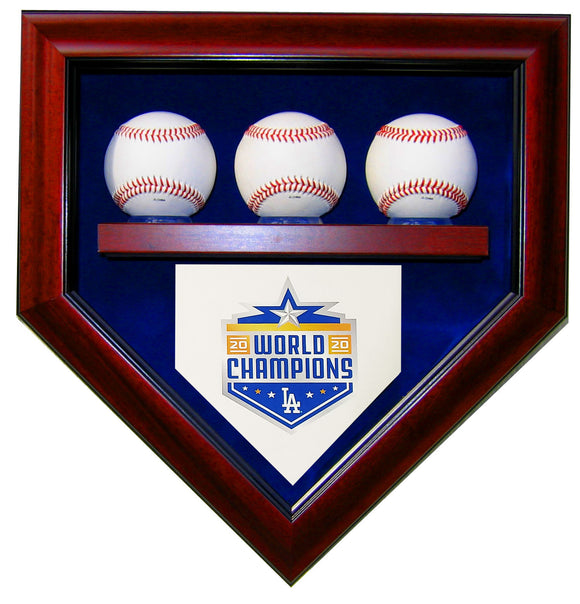 3 Baseball LA Dodgers 2020 World Series Homeplate Shaped Display Case