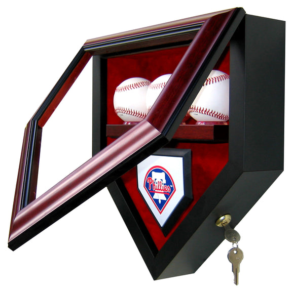 3 Baseball Team Homeplate Shaped Display Case